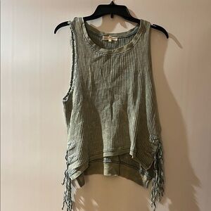 Gilded Intent Olive Fringe Tank Top
